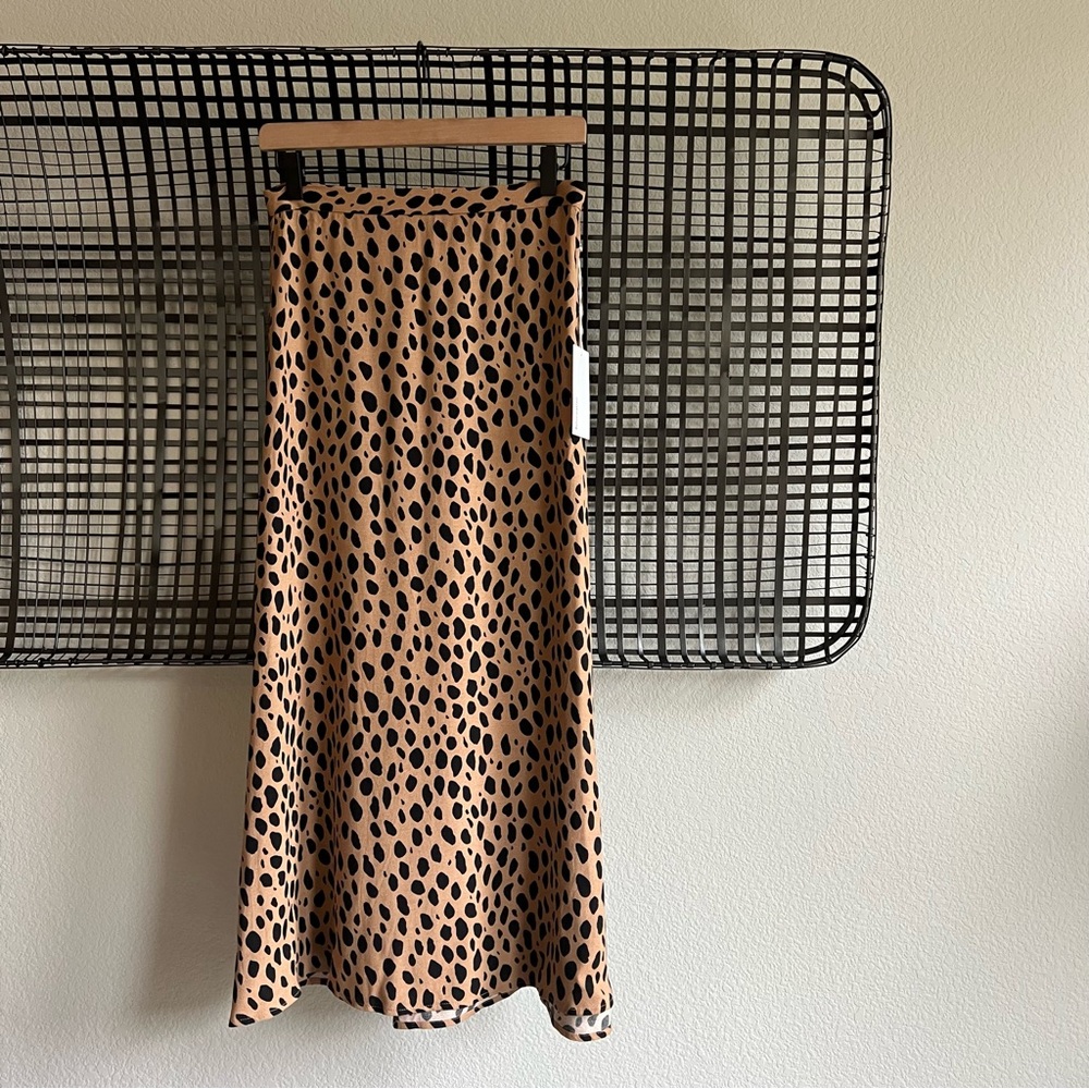 Reformation Tan and Black Leopard Print Skirt